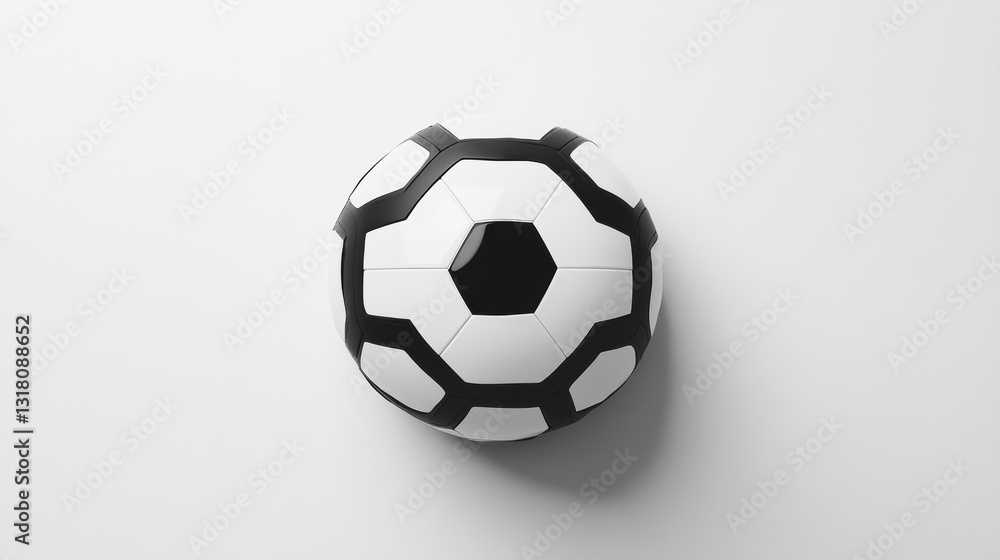 Obraz premium Black and White Soccer Ball Isolated on White Background with Minimalist Design for Sports and Recreation Themes