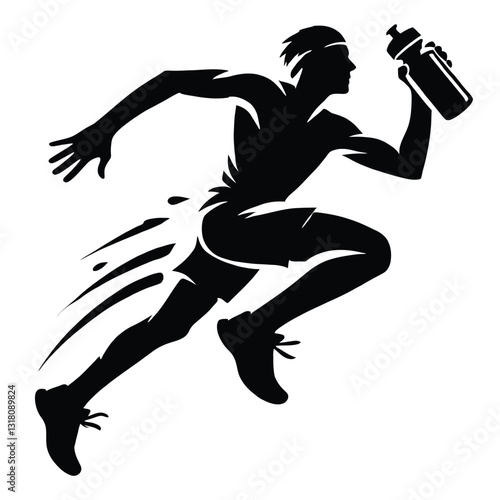 Runner Silhouette with Water Bottle