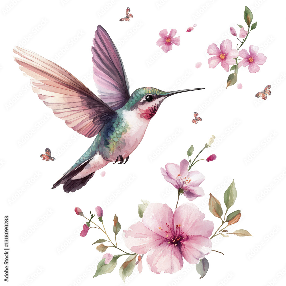 Fototapeta premium Beautiful Hummingbird on transparent background