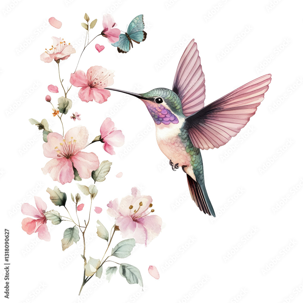 Naklejka premium Beautiful Hummingbird on transparent background