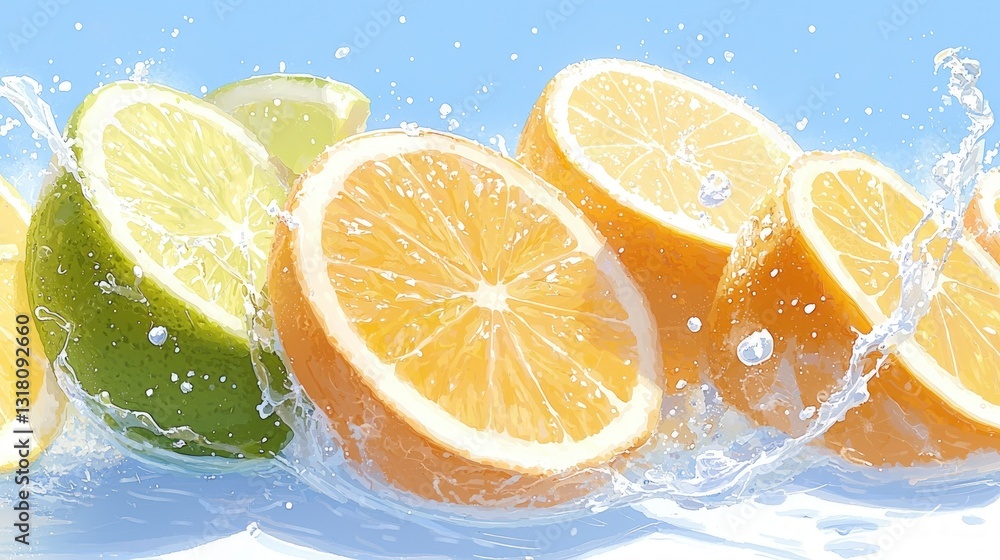 Juicy Citrus Splash Summer Fruits Lemon Lime Orange Refreshing Vibrant 3D High Res Juicy Citrus Splash Summer Fruits Lemon Lime Orange Refreshing Vibrant 3D High Res