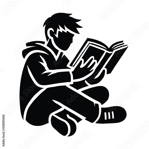 Teenager Reading Book Silhouette