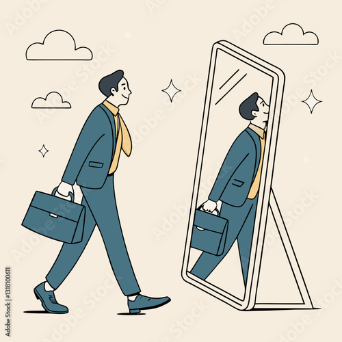 Reflection of ambition: A confident professional ready to conquer opportunities