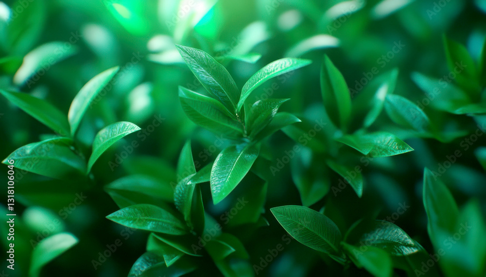 Fototapeta premium Close-up view of vibrant green leaves in natural light.