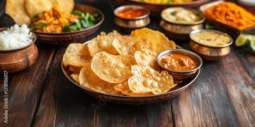 papadams on a vegetarian thali --no onion