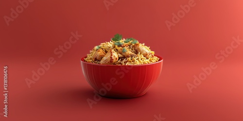 premium chicken biriyani food poster front view