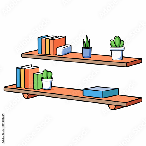 vector illustration of a floating shelves