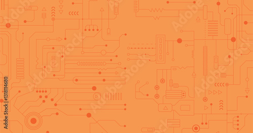 Vector futuristic circuit board. Abstract geometric technology line and dot connection circuit broad background vector illustration.