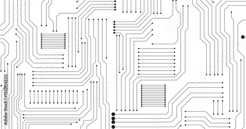 Vector futuristic circuit board. Abstract geometric technology line and dot connection circuit broad background vector illustration.
