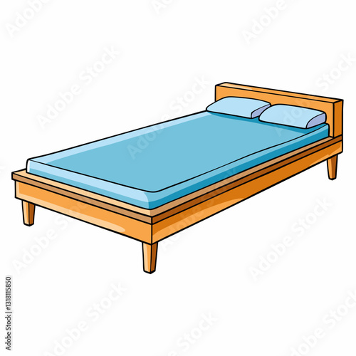 platform bed on white background