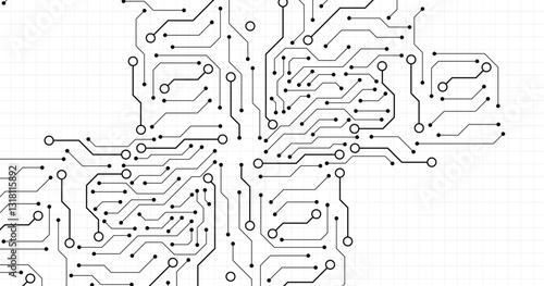 Circuit board technology background with hi-tech digital data connection system and computer electronic design.