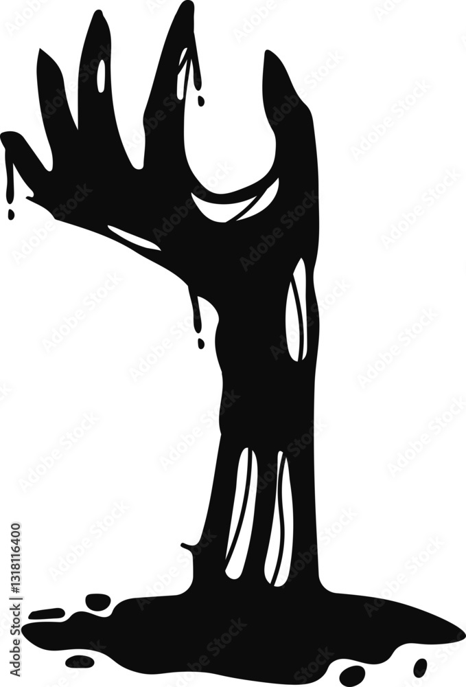Fototapeta premium Spooky Halloween Zombie Hand. Flat Vector Illustration.