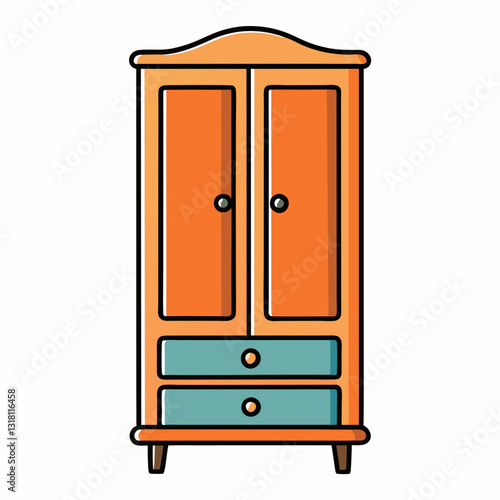 wooden wardrobe isolated on white