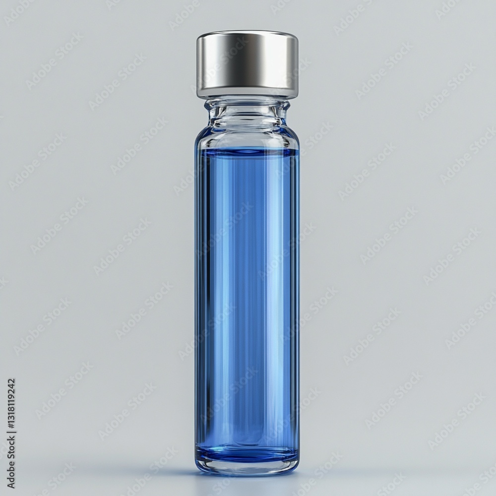 Glass Vial with Blue Liquid – Medical Drug Glass Vial with Blue Liquid – Medical Drug