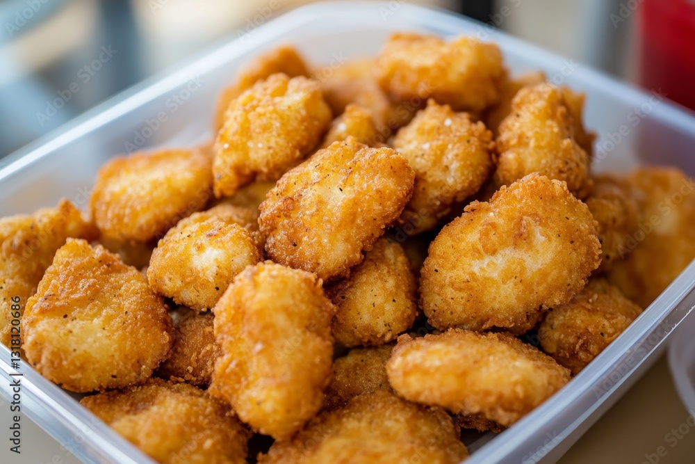 Group of friends eating nuggets at home Group of friends eating nuggets at home