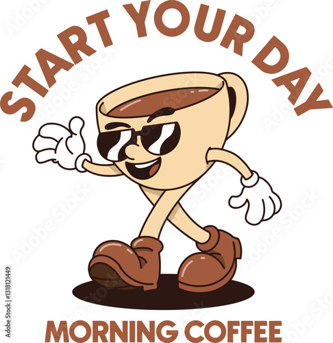 mascot coffee morning illustrtion vector cute