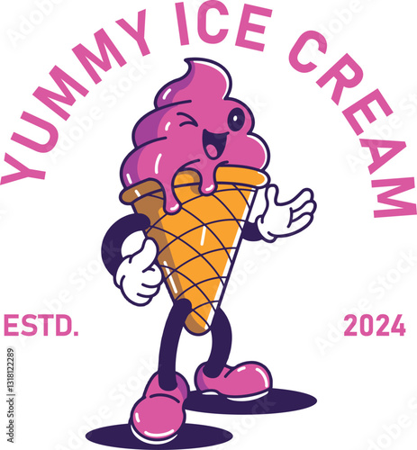 mascot ice cream illustration vector