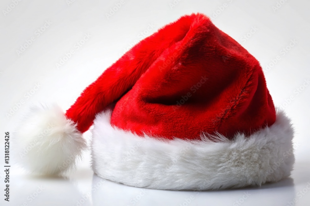 Festive Red Santa Hat Isolated on White Background - Christmas Holiday Season Symbol Festive Red Santa Hat Isolated on White Background - Christmas Holiday Season Symbol