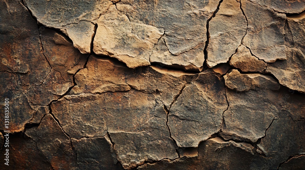 Abstract Cracked Earth Texture - Dry, Arid, Brown Rock Surface Background Abstract Cracked Earth Texture - Dry, Arid, Brown Rock Surface Background