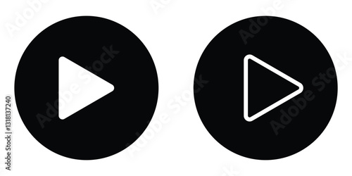 black and blue button music play button set. Play button icon set. Start symbol vector illustration isolated background.