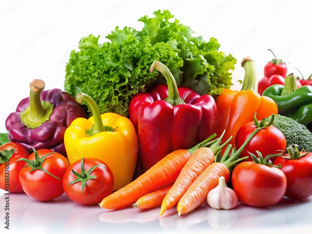 Fresh Vegetables Isolated on White Background - High-Resolution Stock Photo Fresh Vegetables Isolated on White Background - High-Resolution Stock Photo