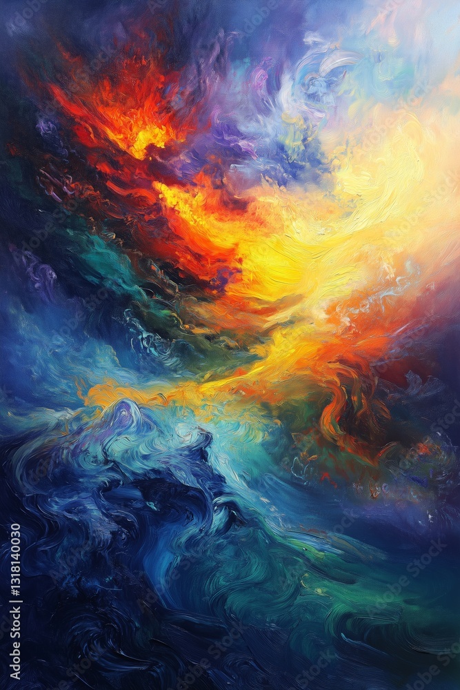 Fototapeta premium Black and Dark Academia style artwork and Oil Painting, home decor for moody and dark theme a painting of a sunset