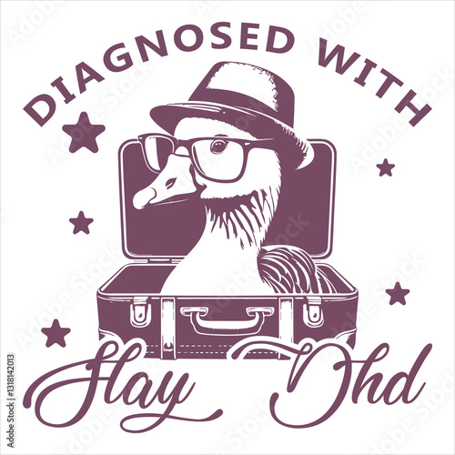 Diagnosed With Slay Dhd Retro Funny Sarcastic Animal T-shirt Design