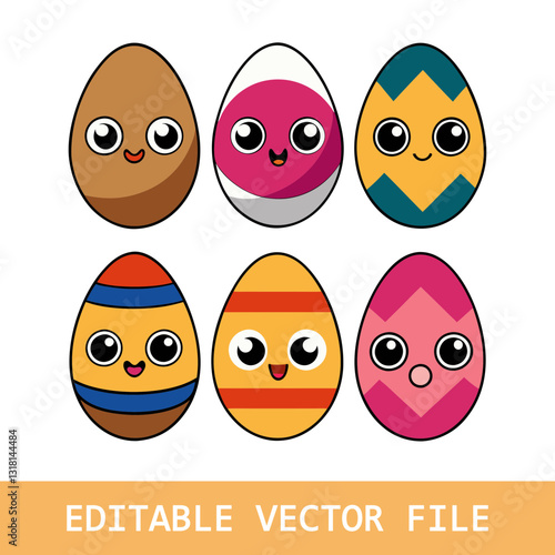 Funny eggs. This is image of funny eggs on white background. Faces on the eggs. Funny easter smile