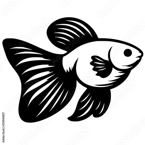 Guppy fish logo silhouette