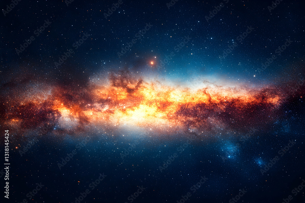 Cosmic Nebula, Fiery Star Clouds Illuminate Vast Space, Mysteriously Beckoning Explorers Through the Inky Blackness. Cosmic Nebula, Fiery Star Clouds Illuminate Vast Space, Mysteriously Beckoning Explorers Through the Inky Blackness.