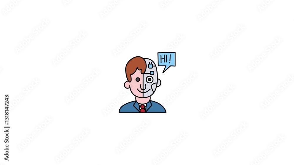 Ai robotic or huff man face Technology icon animation video loop Ai robotic or huff man face Technology icon animation video loop