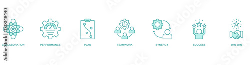 Wallpaper Mural Partnership banner web icon vector illustration concept with icon of collaboration, performance, plan, teamwork, synergy, success, win-win Torontodigital.ca