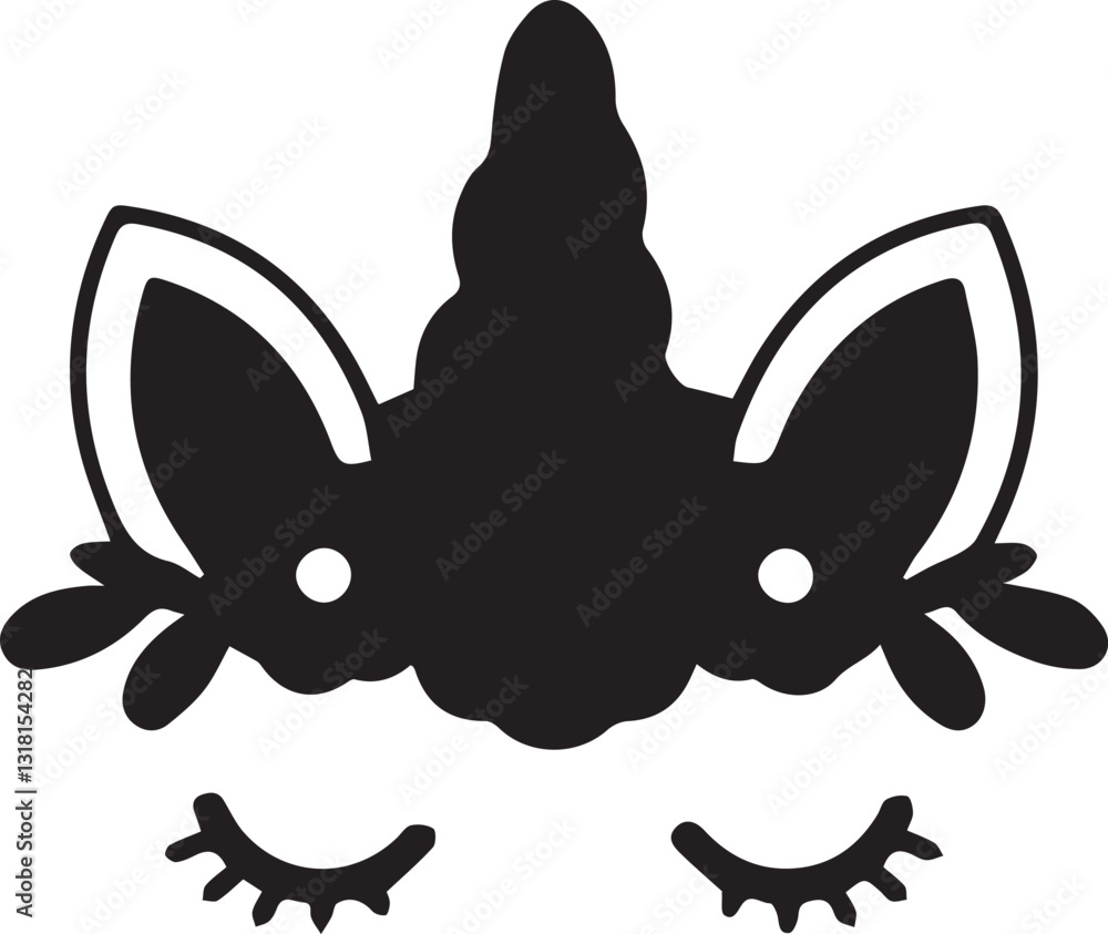 Fototapeta premium Unicorn mask. Vector illustration on white background. Isolated. 