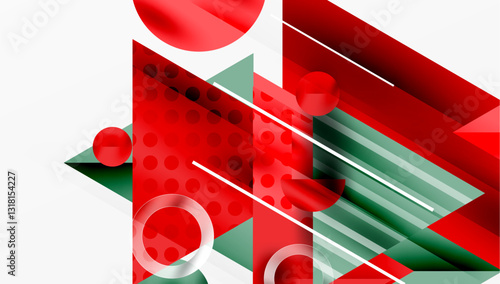 Modern Abstract Design with Overlapping Transparent Triangles and Circles