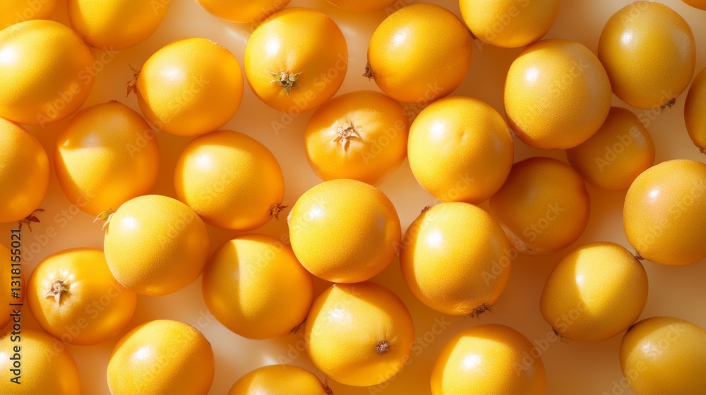 Bright yellow round fruits densely packed Bright yellow round fruits densely packed