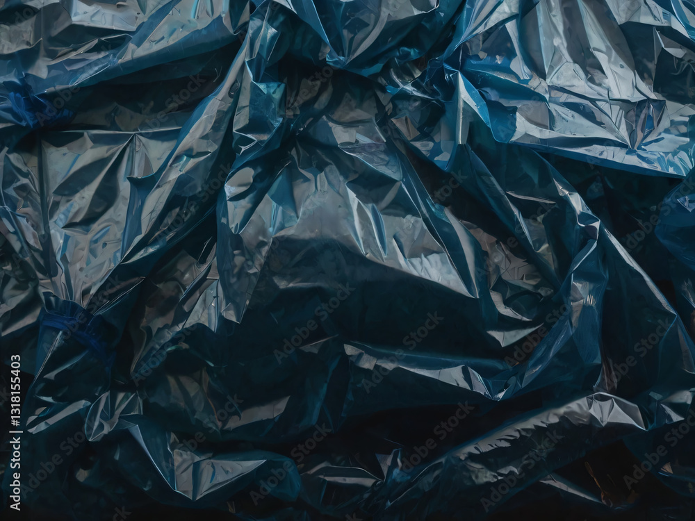 The intricate folds of the plastic bags add depth to the photograph. The intricate folds of the plastic bags add depth to the photograph.