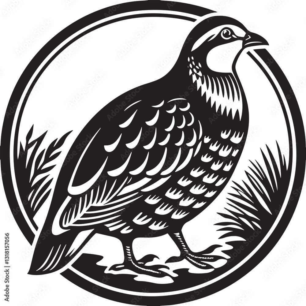 Fototapeta premium chukar partridge bird silhouette printable design