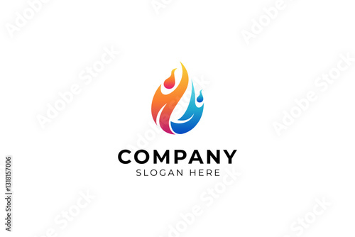 Free Download fire water element icon logo with abstract people symbol in simple design style - GFXLoad