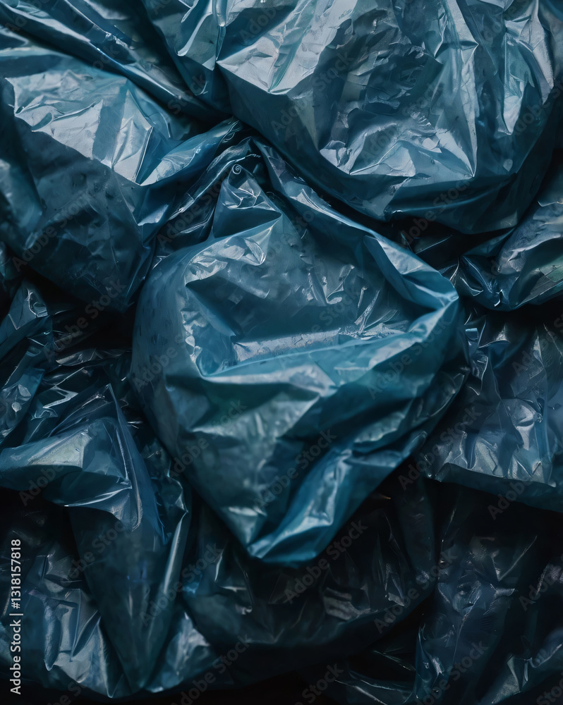 Piled plastic bags in disarray highlight their wrinkled and uneven structure. Piled plastic bags in disarray highlight their wrinkled and uneven structure.