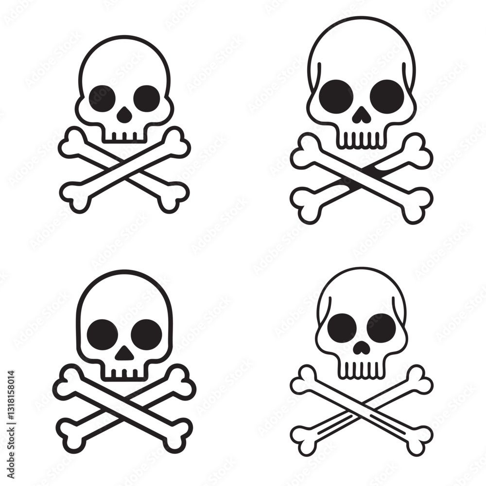 Unique tribal skull with symmetrical bone motifs, sharp black lines, minimal detailing with abstract tribal markings, vector icon style, centered on a white background Unique tribal skull with symmetrical bone motifs, sharp black lines, minimal detailing with abstract tribal markings, vector icon style, centered on a white background