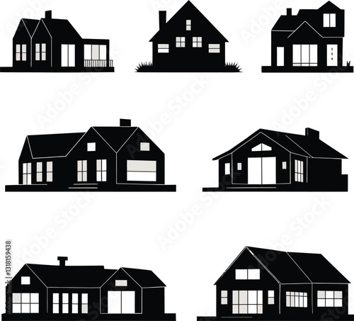 House Silhouette Vector Art, lcons, ...