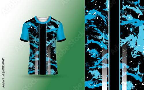 Mockup Abstract Grunge Sport Jersey Design For Cricket, Football Soccer, Racing, Sports, Running Soccer Jersey. Uniform Front View