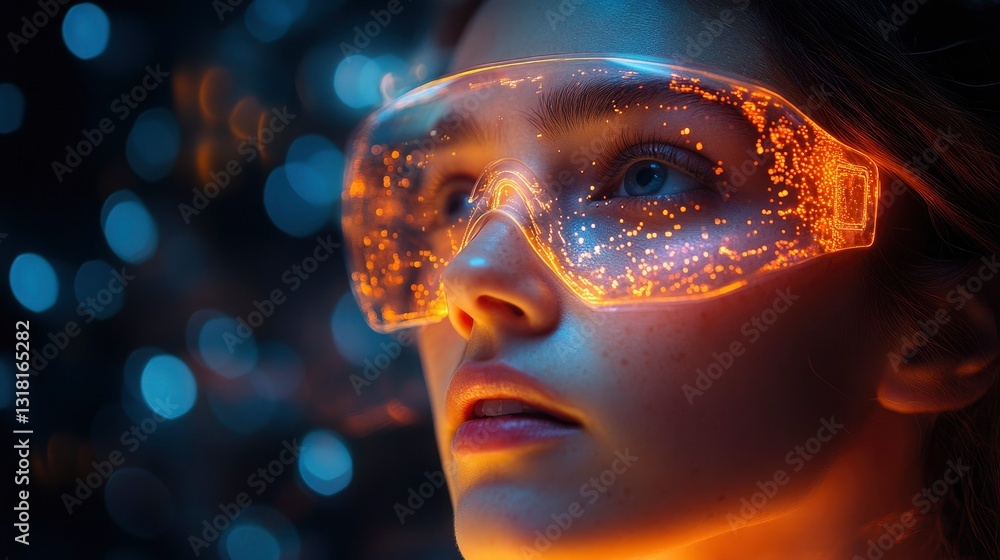 Marine biologist examining holographic ocean current patterns, temperature variations shown in 3D space Marine biologist examining holographic ocean current patterns, temperature variations shown in 3D space