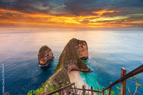 Famous iconic landmark Bali Kelingking beach Bali on the west coast island Nusa Penida, Bali, Indonesia