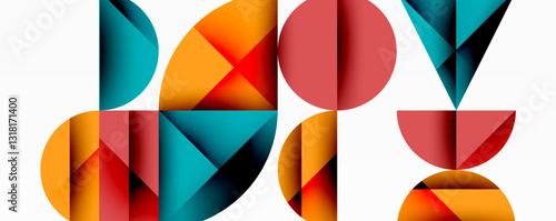 Minimal geometric abstract background. Circle square and triangle design