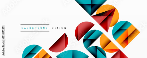 Minimal geometric abstract background. Circle square and triangle design