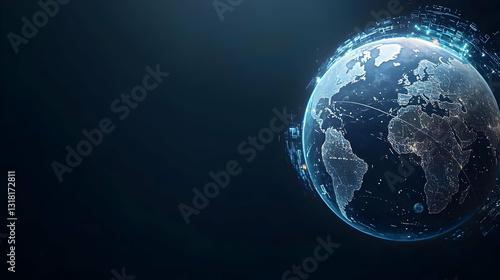 Wallpaper Mural Blue Digital Globe With Illuminated Nodes Against Dark Background Representing Global Connectivity and Technological Advancement Torontodigital.ca