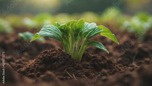 Plant sprout growing out of soil