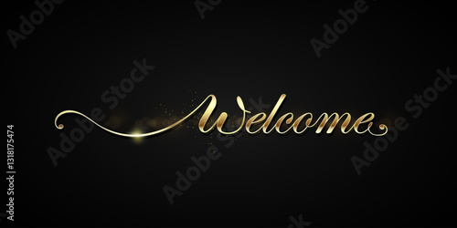 WElCOME gold letters banner, can use for, landing page, template, ui, web, mobile app, poster, banner, flyer, background