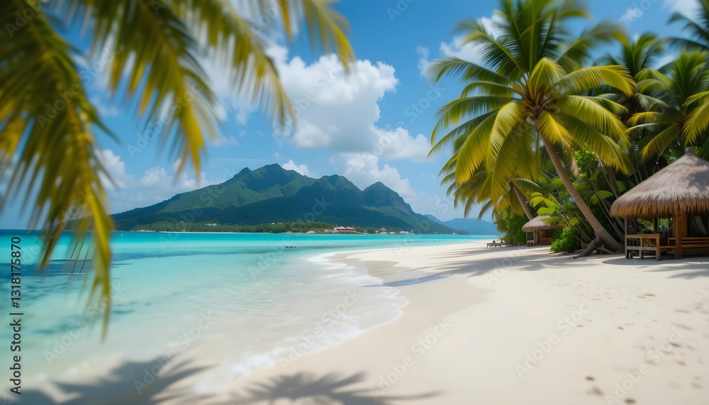 Obraz premium tropical beach with palm trees